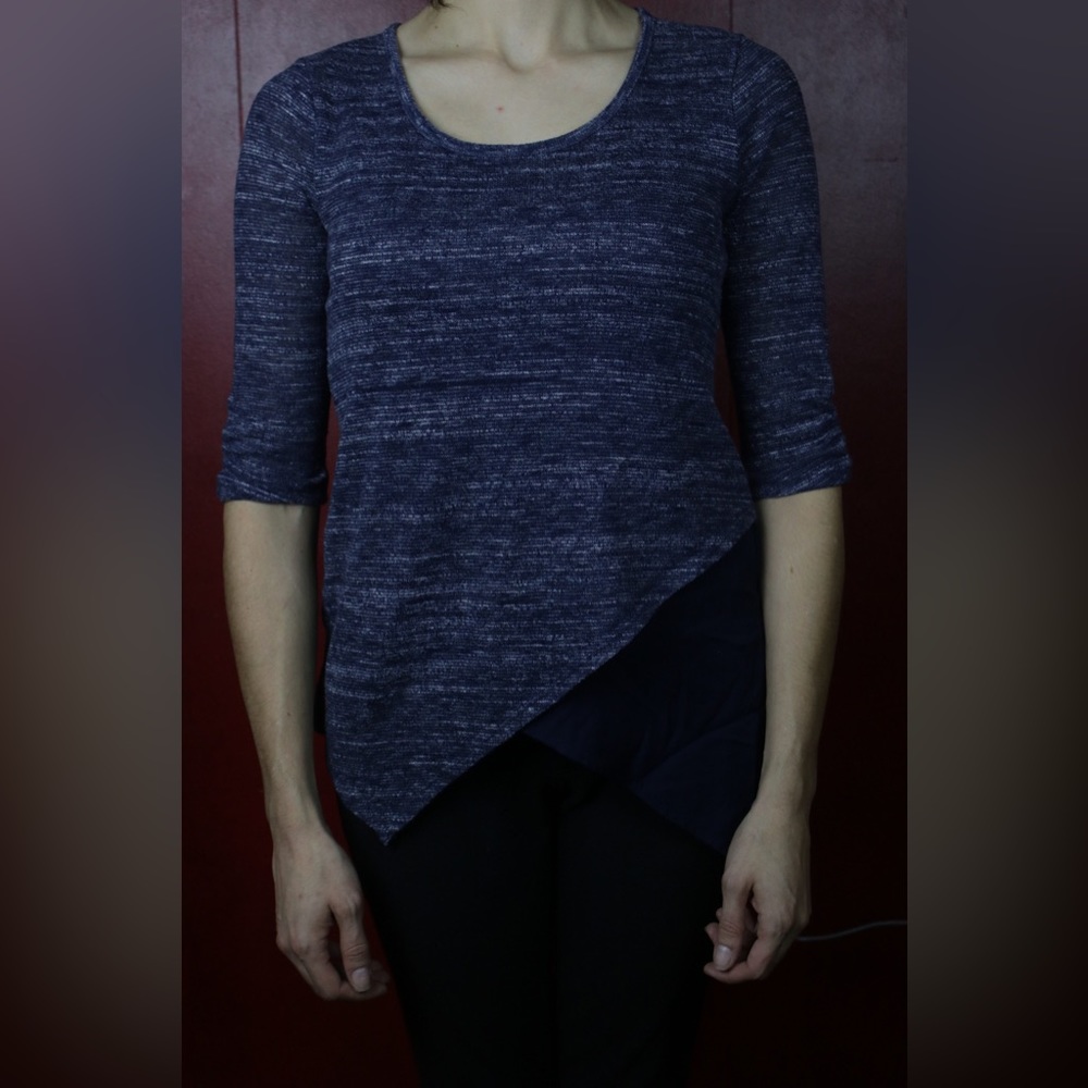 BCX - A-line Heathered Blue/Gray Blouse